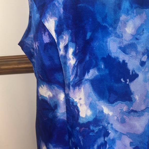 Dana Kay, Vibrant Dark/Light Blue Marble Patterned Midi Dress with Jacket. S-14 - Picture 6 of 12